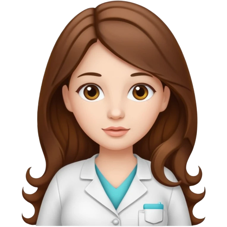 
"Pregnant woman with long brown hair and fair skin wearing a cosmetologist  whitw uniform."


 emoji