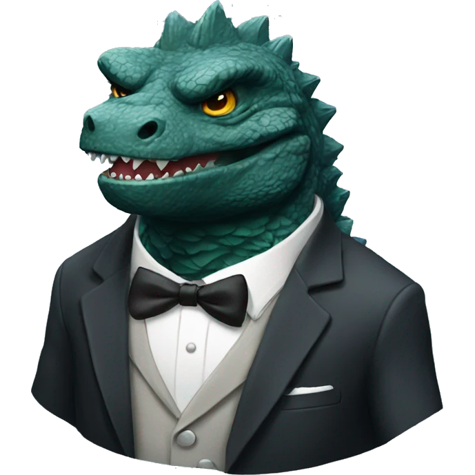 Godzilla dressed as a groom emoji