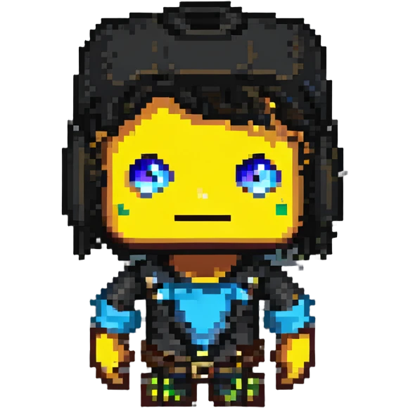 Sharpen and clarify this pixel art Roblox character, especially enhance the eyes and facial features while keeping the original pixel art style and colors intact. emoji