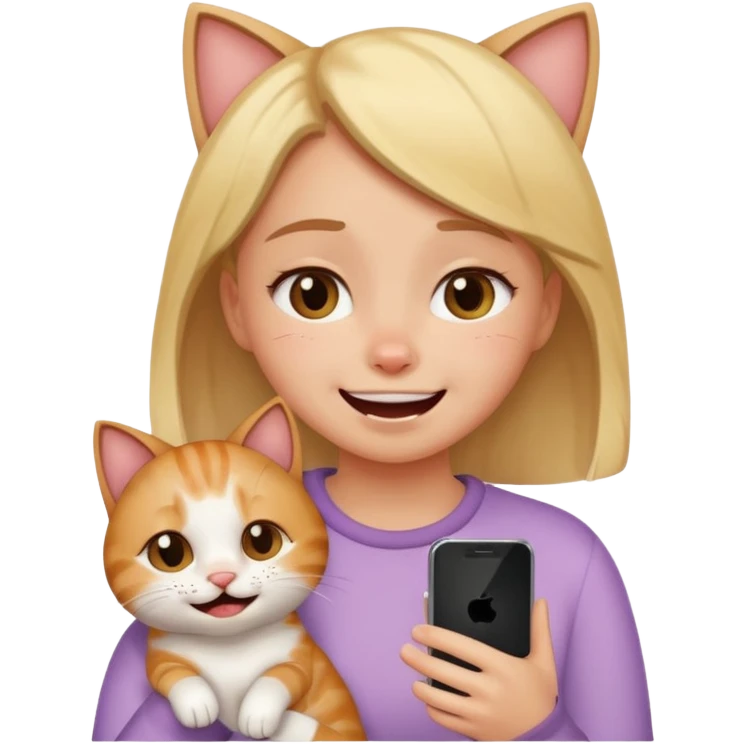 Girl crying laughing at a funny cat video on her phone emoji