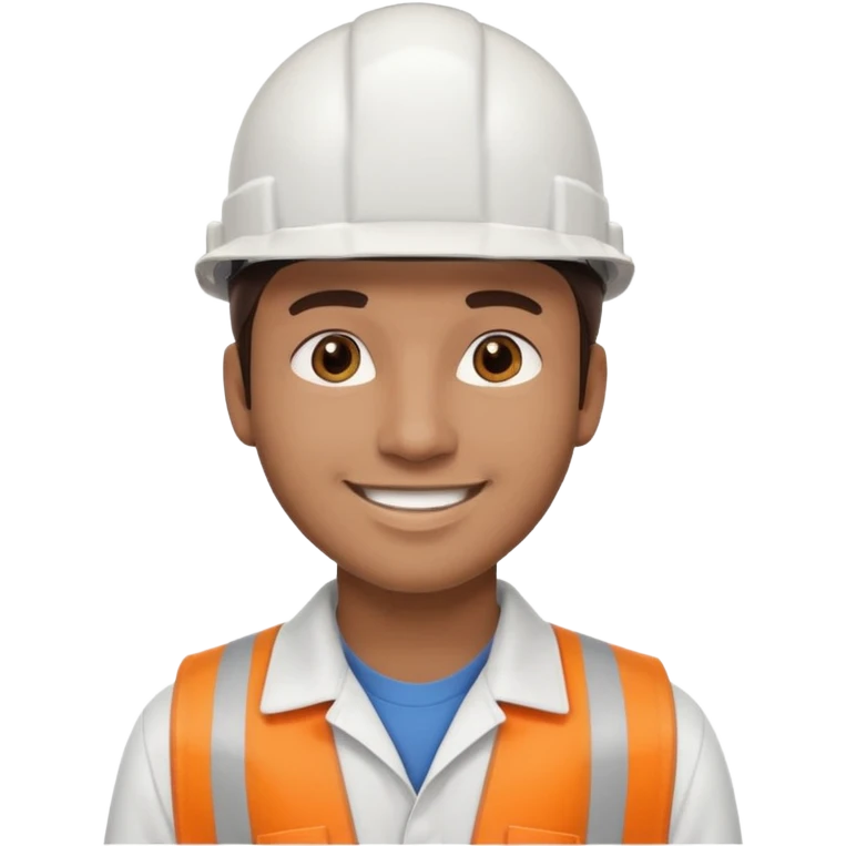 25-year-old man, engineering graduate, dark brown eyes, white hard hat, and light brown skin tone emoji