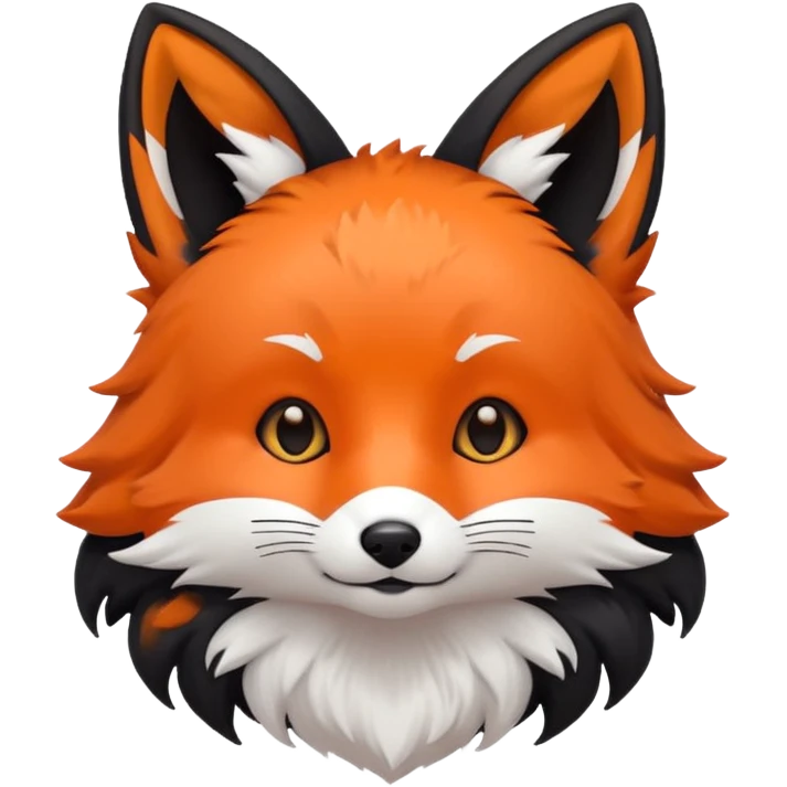 une tête de renard trop kawaii avec des poils noirs à la place des poils blancs emoji