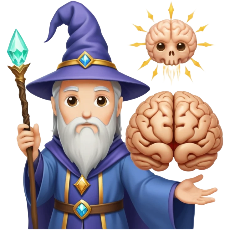 wizard and brain in a magical duel emoji