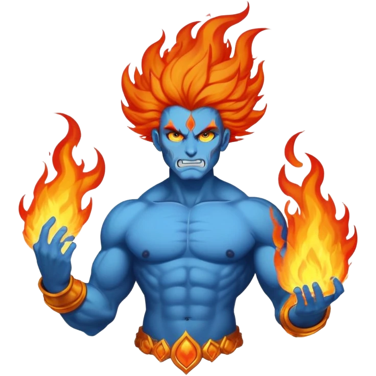Hades blue god with flaming hair emoji