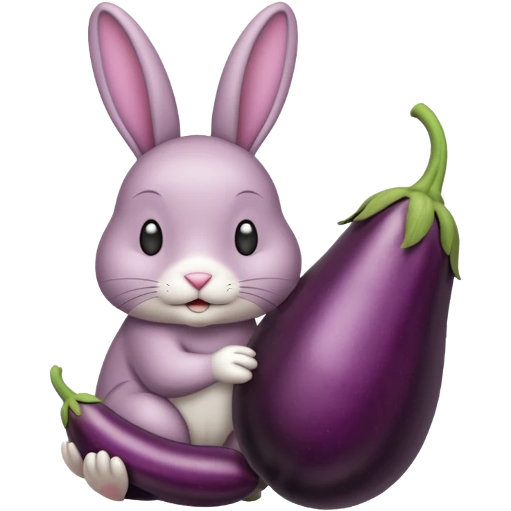 Un lapin avec une aubergine sur la tête emoji