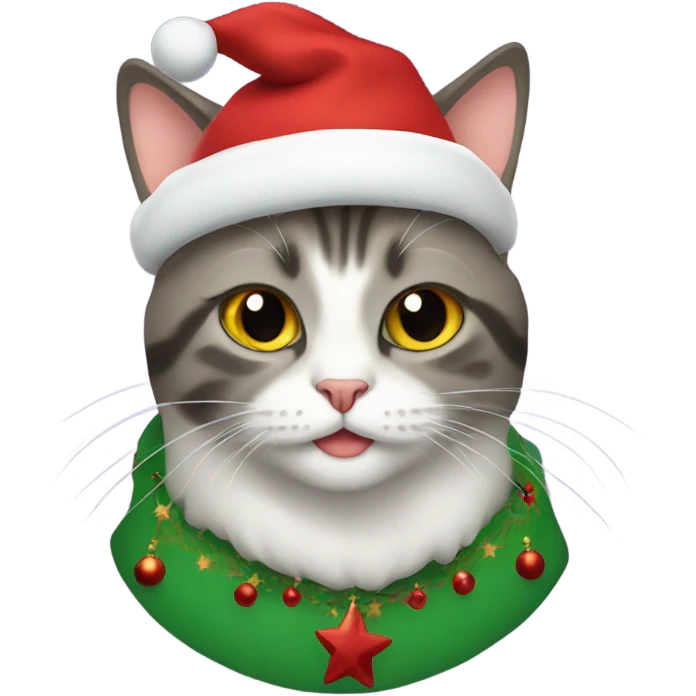 Cat with a Christmas fit emoji
