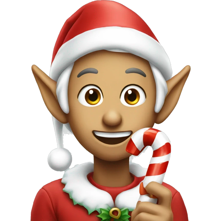 an elf eating a candy cane emoji