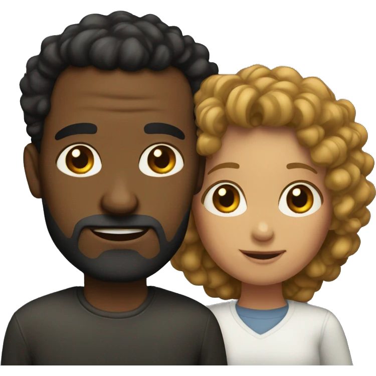 Dark Father and light curly head daughter emoji