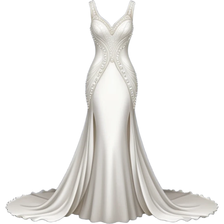 Hyper Realistic ornate 
Minimalistic diamonds and peals sheath Wedding dress displays emoji