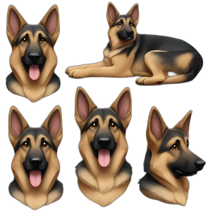 Young german shepherd with folded ear emoji