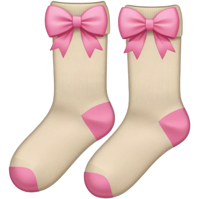 aesthetic biege socks with pink bows emoji