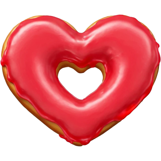 Realistic isolated heart shaped donut with red frosting. emoji