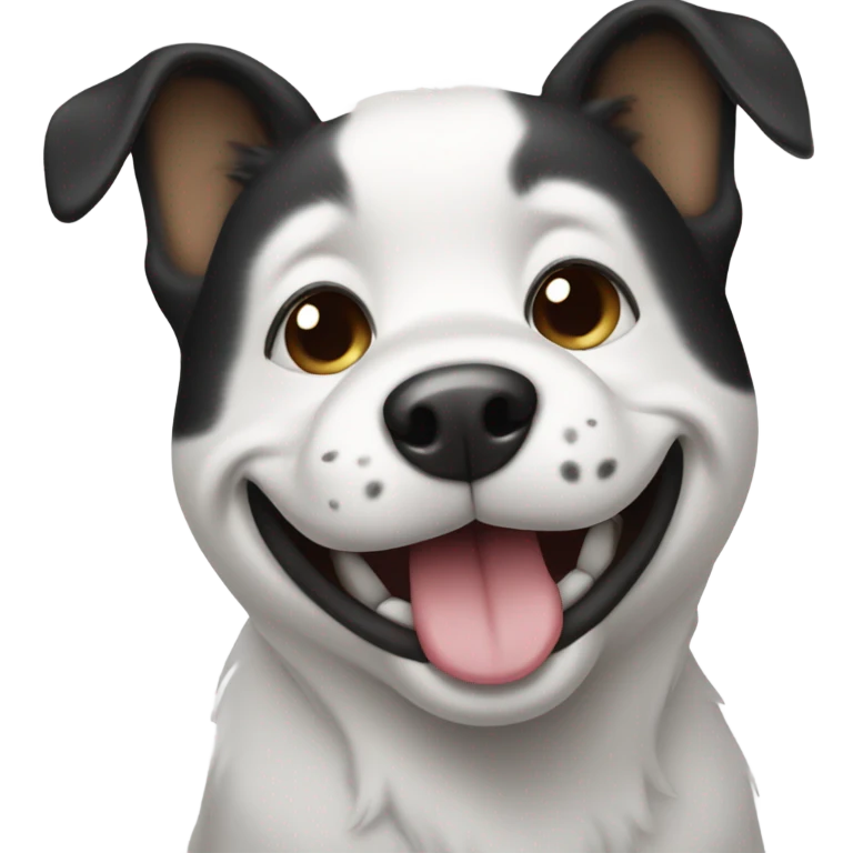 Black and white dog smiling emoji