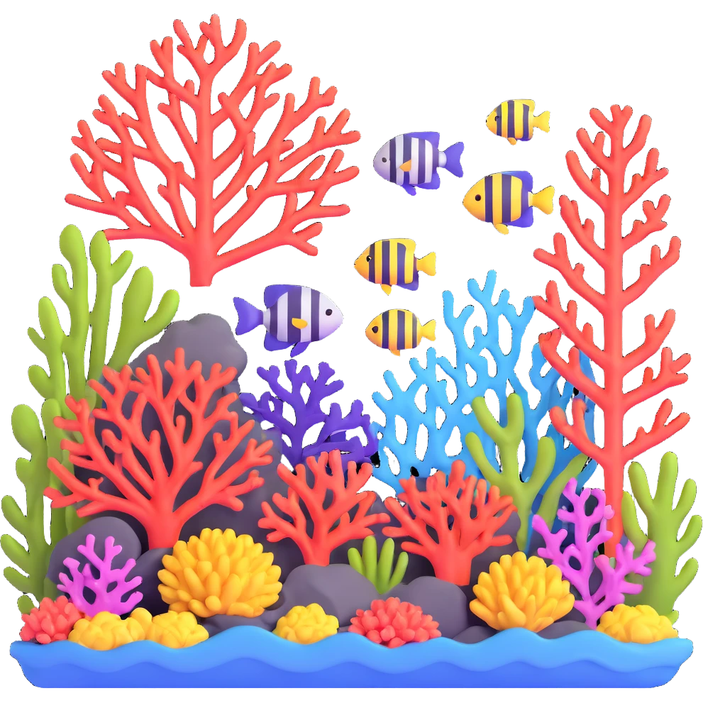 coral reef with colorful corals and sea plants emoji