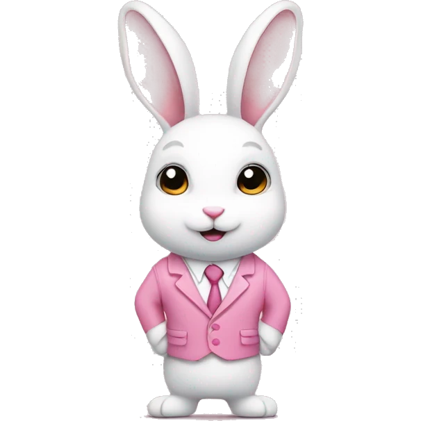 A cute white rabbit in a pink suit emoji