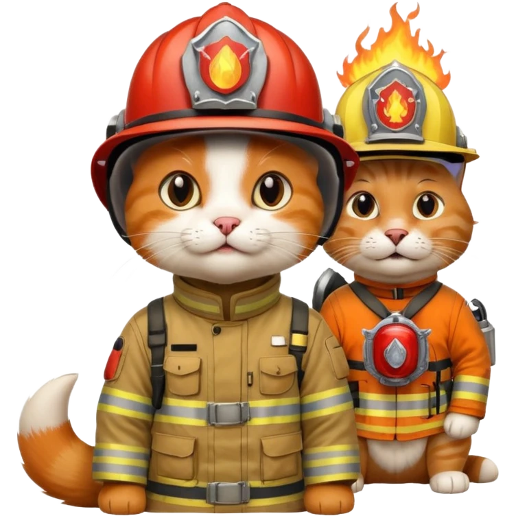 cat on the fire and firefighter dog help emoji