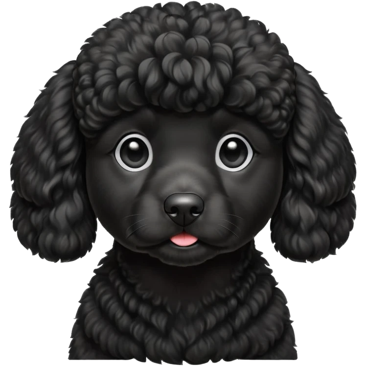 A high-resolution digital illustration of a black poodle in a clean, semi-realistic style. The poodle is shown facing sideways head tilted  emoji