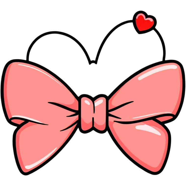 tiny red heart with a bow, pastel red enamel, sparkling gems, soft glowing effect emoji