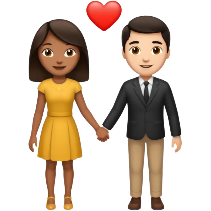 tan skin black haired woman holding hands with brown hair white man emoji