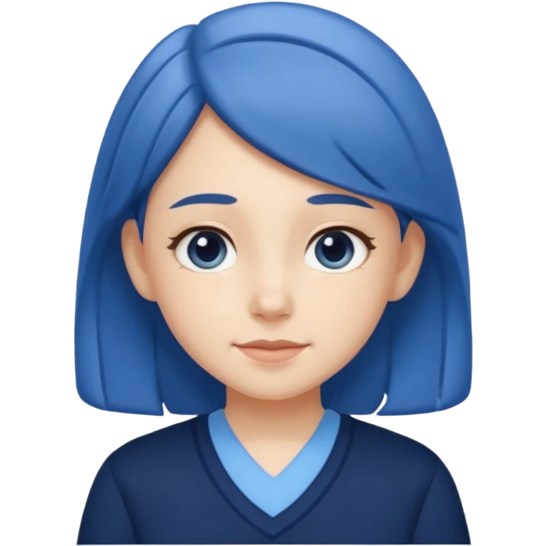 cute school girl jewish blue shirt navy jumper with light blue by the v neck on the jumper emoji