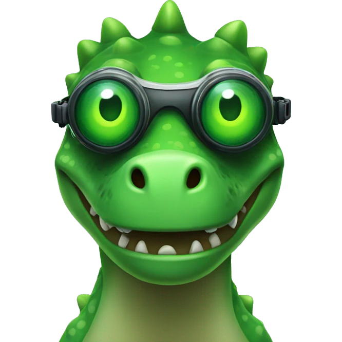 party green dino wearing night vision goggles emoji
