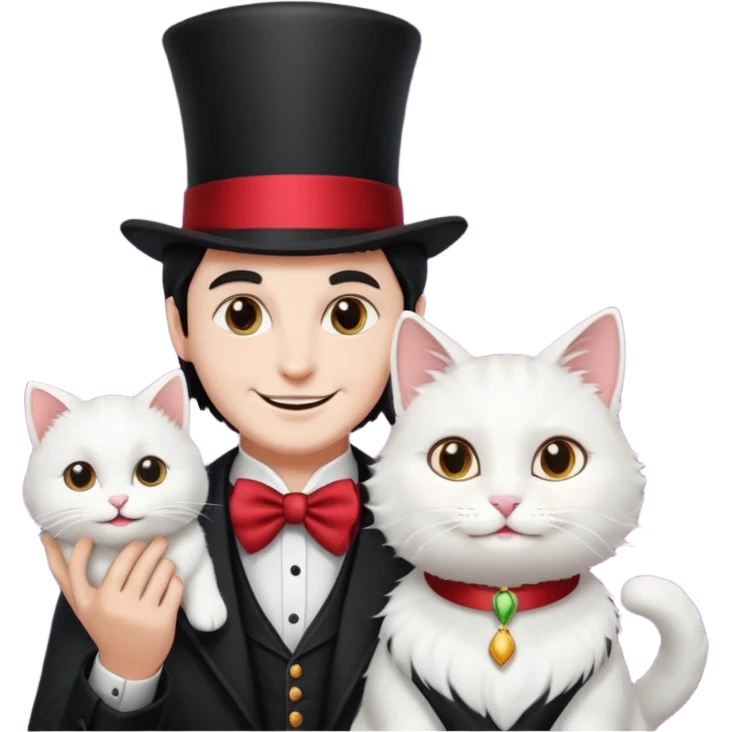 magician couple and their pet cat emoji