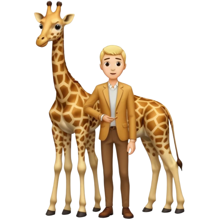 Very skinny blonde man with giraffe emoji