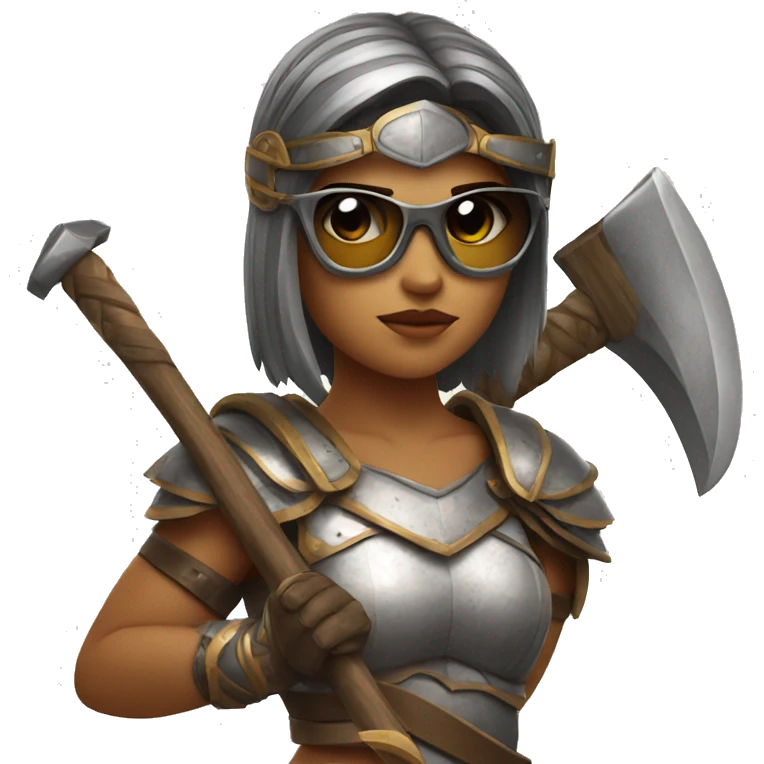 girl gladiator with sunglasses holding axe  emoji