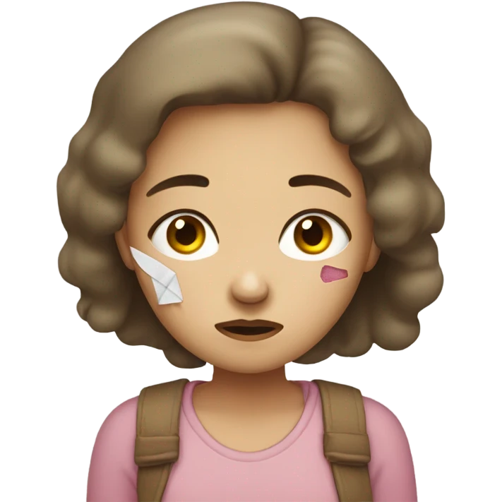 girl looking sad with a bandaid on her eye emoji