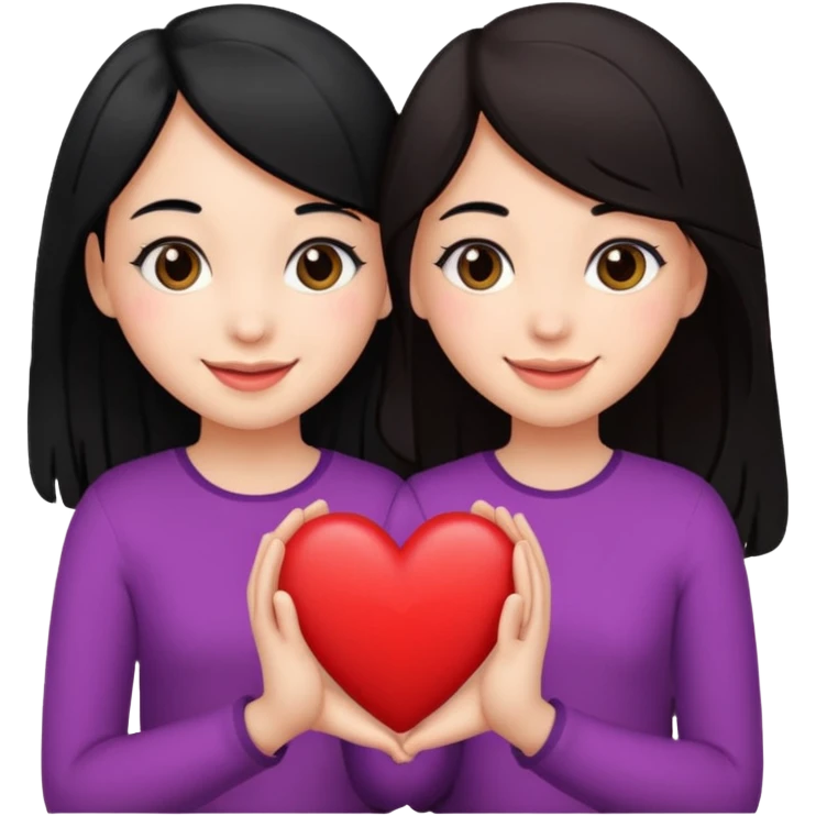 2 girls that have a heart one hair black the other brown  ( brown abd black) emoji