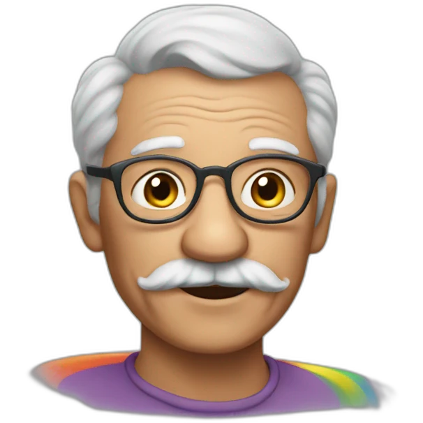 Painted grandpa is snat with a rainbow emoji