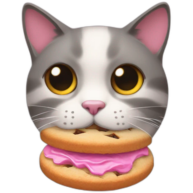 gato rosa con una galleta en la boca emoji