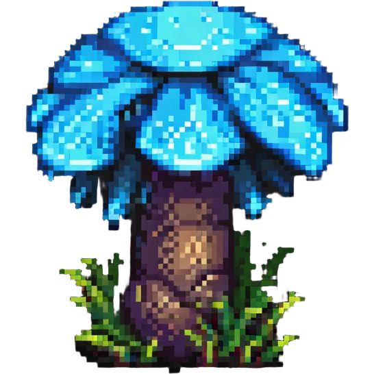 bioluminescent mushroom pixel art emoji