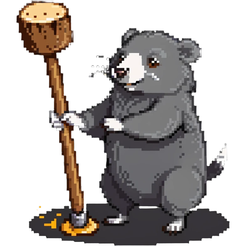whacking a mole with a mallet emoji