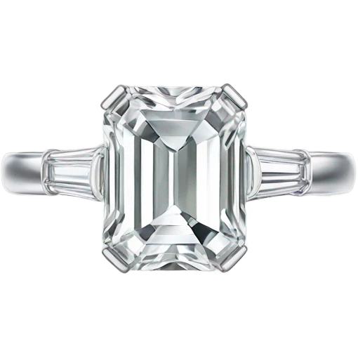 solitaire emerald cut diamond ring  emoji