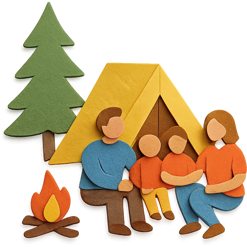 family camping in the forest emoji