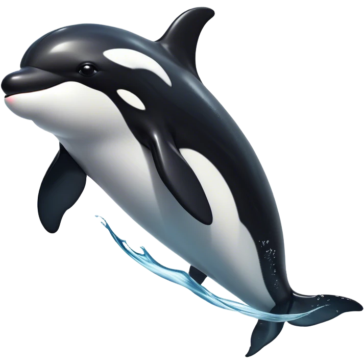 Cinematic Noble orca Portrait Emoji, Poised and majestic, with a sleek, streamlined black-and-white body, piercing intelligent eyes, and a powerful, commanding presence, Simplified yet sharp and sophisticated features, highly detailed, glowing with a soft oceanic radiance, high shine, intelligent and formidable, stylized with an air of deep-sea dominance, focused and alert, soft glowing outline, capturing the essence of an apex predator that appears ready to surge out of the waves with effortless authority! emoji