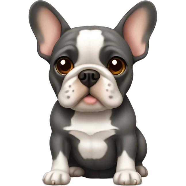 Dark grey French bulldog with brown tan emoji