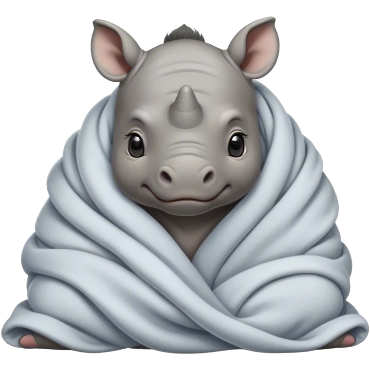 Baby rhinoceros cozy in a blanket  emoji