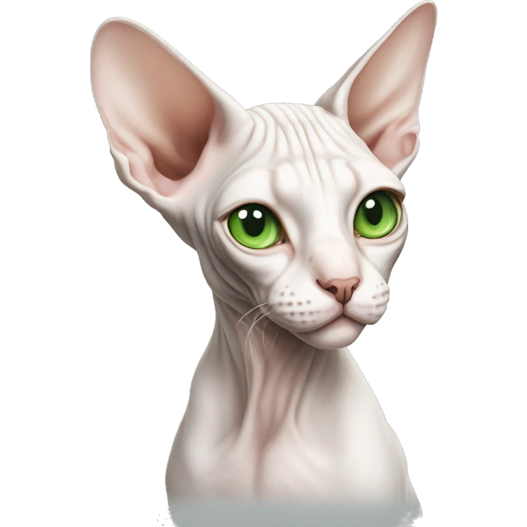 Sphynx cat white with green eyes emoji