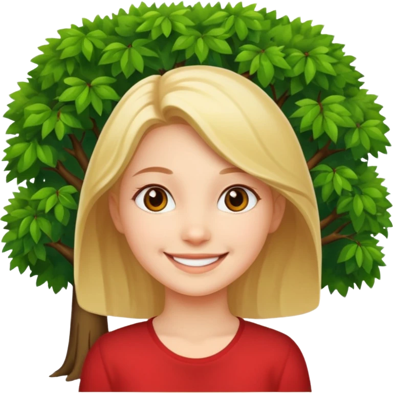 smiling girl under tree emoji