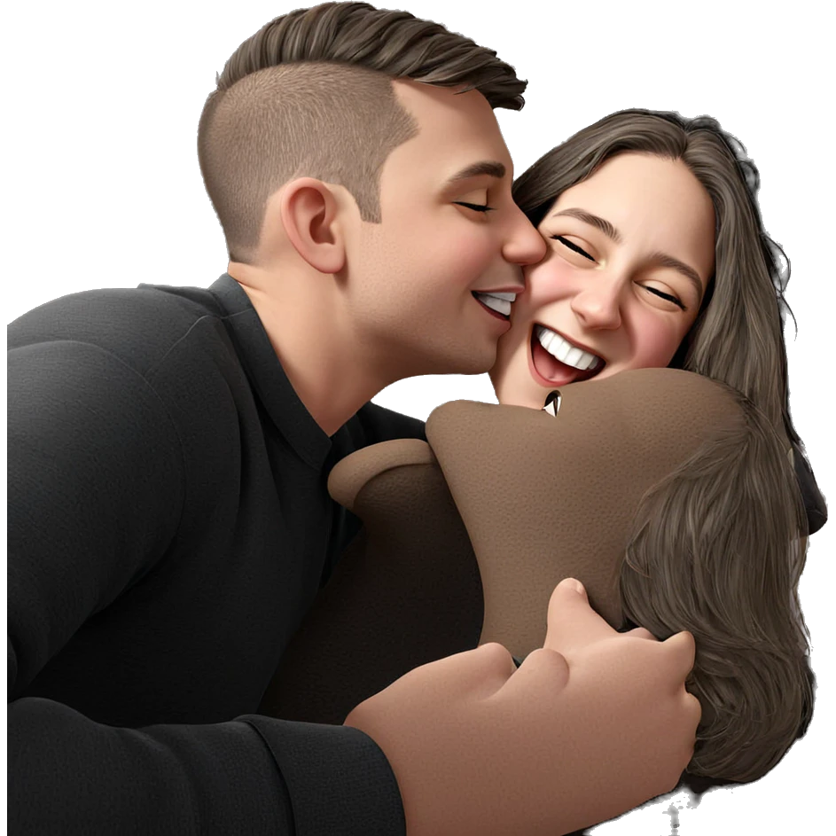 happy couple sharing a kiss emoji