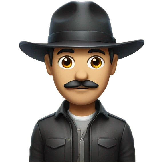 male with mustache and hat that resembles GPU cluster. AI Migo. emoji