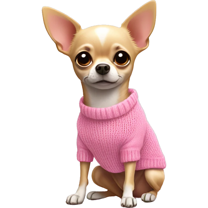 Chihuahua wearing pink sweater ￼ emoji