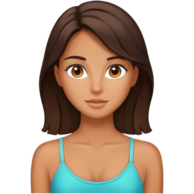  Pretty Brunette girl with tanned skin  emoji