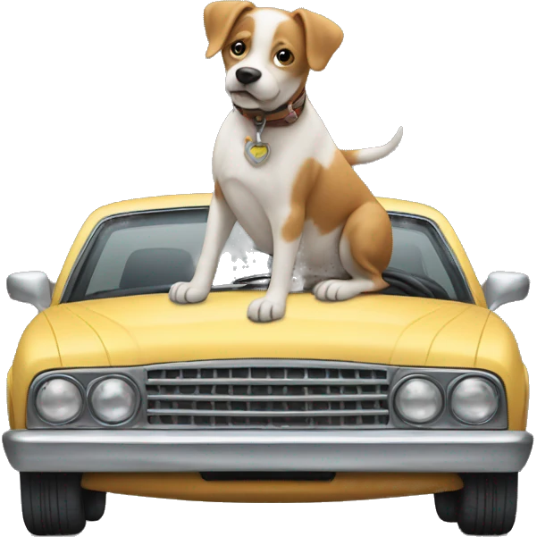 the dog rides on car emoji