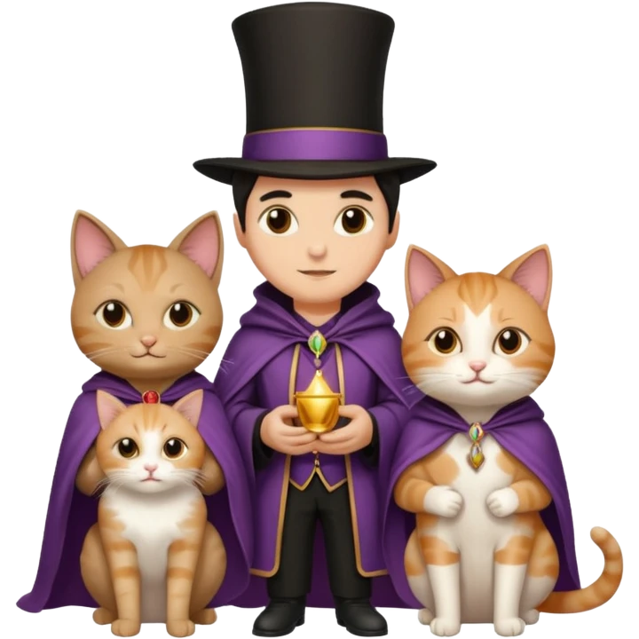 magician couple and their pet cat emoji