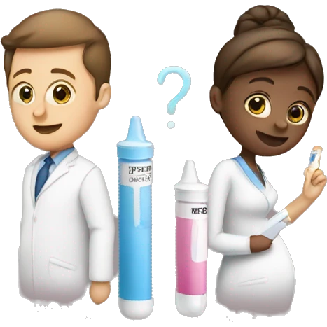 couple looking at pregnancy test emoji