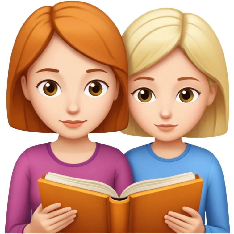 Mom and daughter reading books emoji