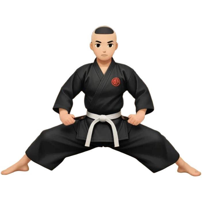 An icon depicting a martial artist in a black gi performing an Aikido technique in a dojo. The background showcases wooden floors, traditional dojo decor, and soft lighting that creates a peaceful yet focused atmosphere. The Aikido practitioner demonstrates fluid movement and precision.  emoji